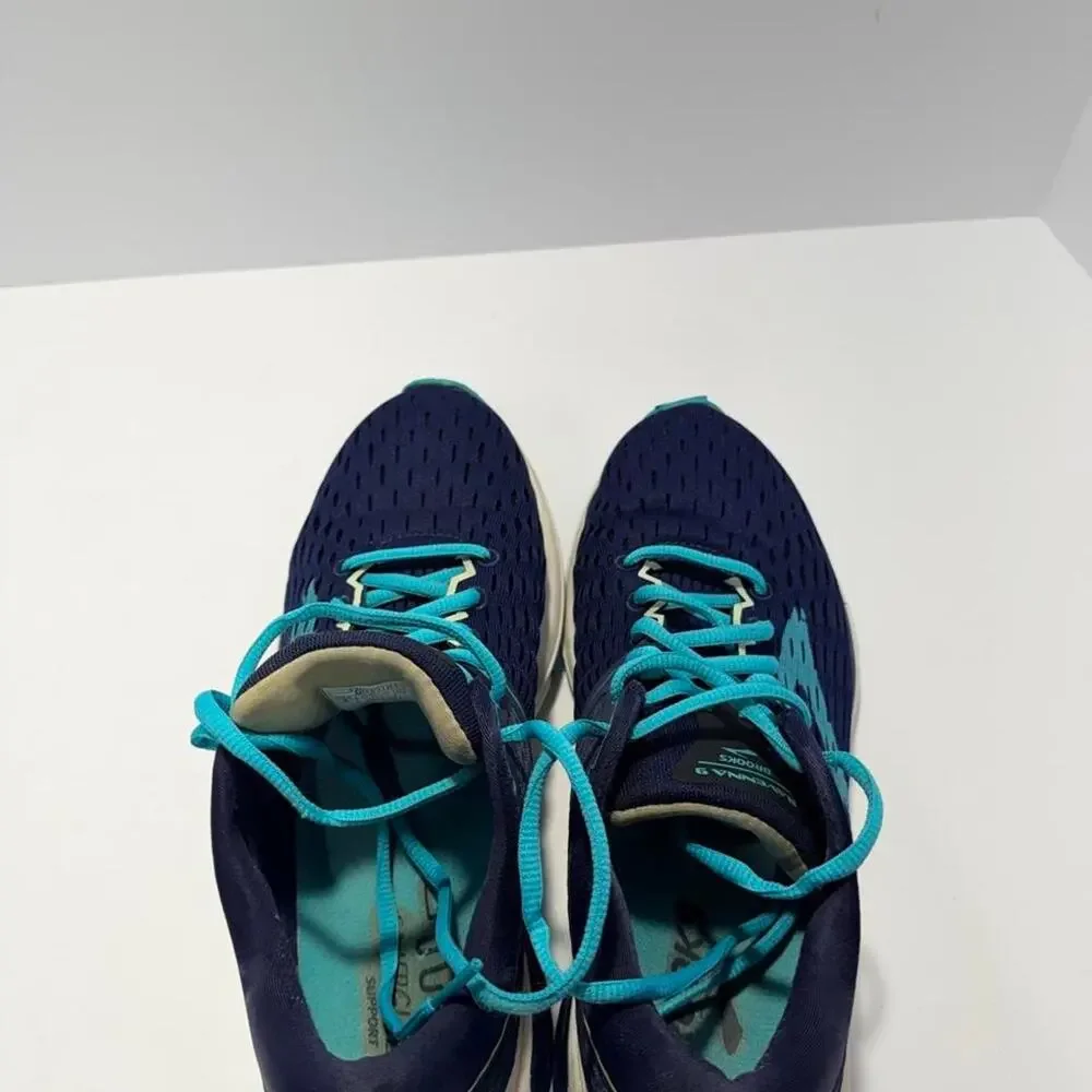 Brooks Ravenna 9 Womens Size 8 B Medium Navy Blue Turquoise Running Shoes